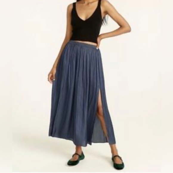 J. Crew Skirts J Crew Satin Maxi Skirt Side Slit With Pockets
